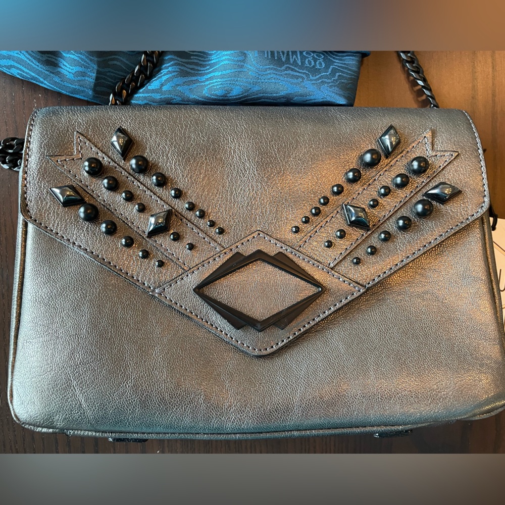 Women's Black Studded Shoulder Bag - Sleek Accent Carry